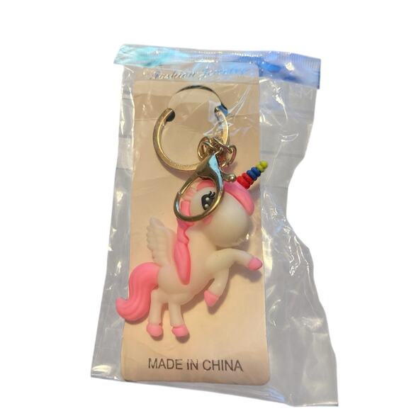 Fashion Jewelry Accessories - FASHION JEWELRY PINK AND WHITE UNICORN KEYCHAIN